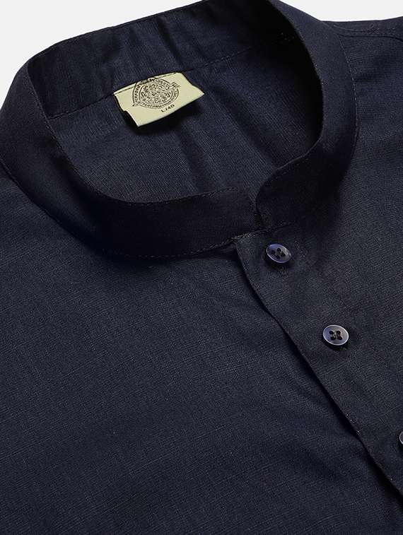 men solid mandarin neck short kurta - 19608214 -  Standard Image - 4