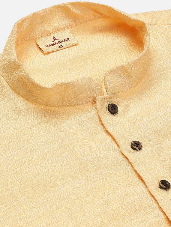 men self design mandarin neck long kurta - 19608215 - Standard Image - 4