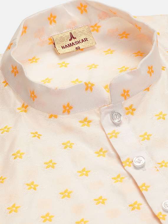 men self design mandarin neck long kurta - 19608223 - Standard Image - 4