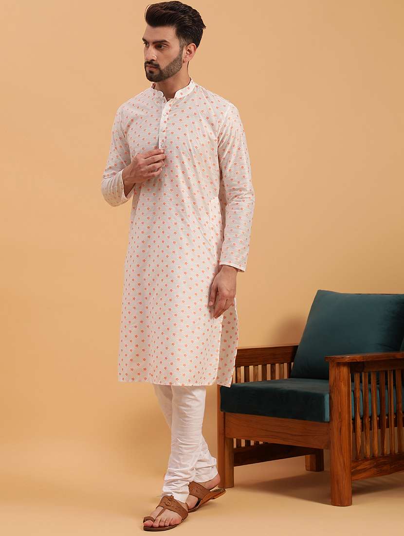 mandarin collar cotton kurta - 19608224 -  Standard Image - 1