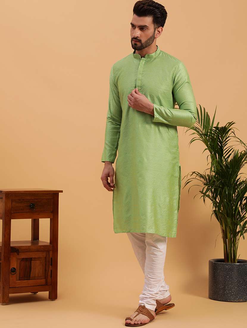 mandarin collar cotton kurta - 19608230 -  Standard Image - 1