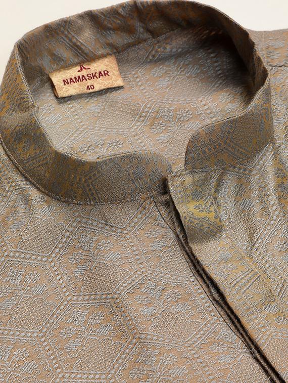 men self design mandarin neck long kurta - 19608231 - Standard Image - 4