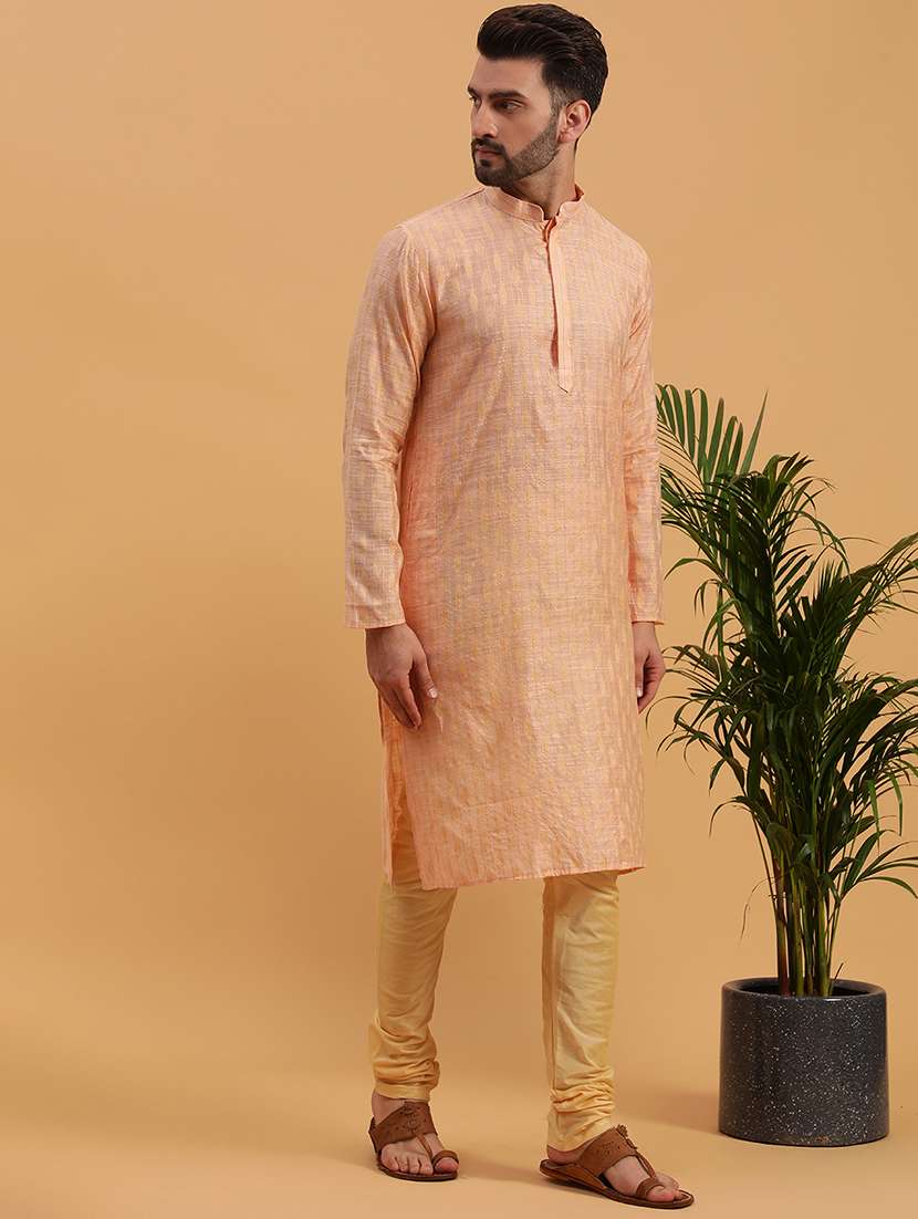 Mandarin Collar Cotton Kurta - 19608236 -  Standard Image - 1