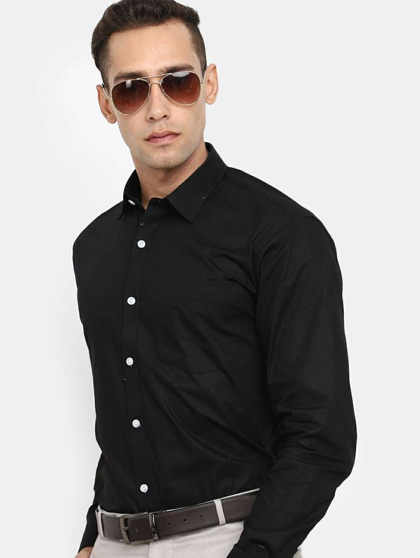 men black regular fit solid formal shirt - 19608696 -  Standard Image - 1