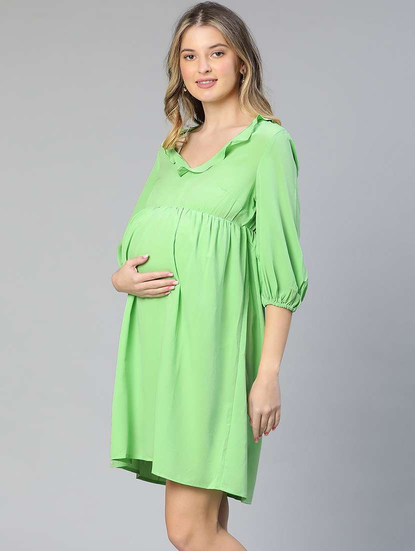 green solid maternity wear dress - 19608751 -  Standard Image - 1