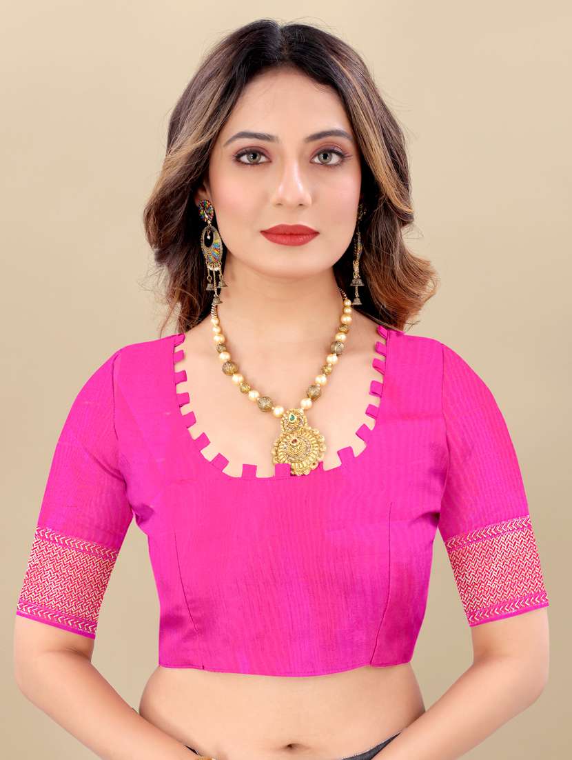 pink jacquard banarasi saree with blouse - 19608921 -  Standard Image - 4