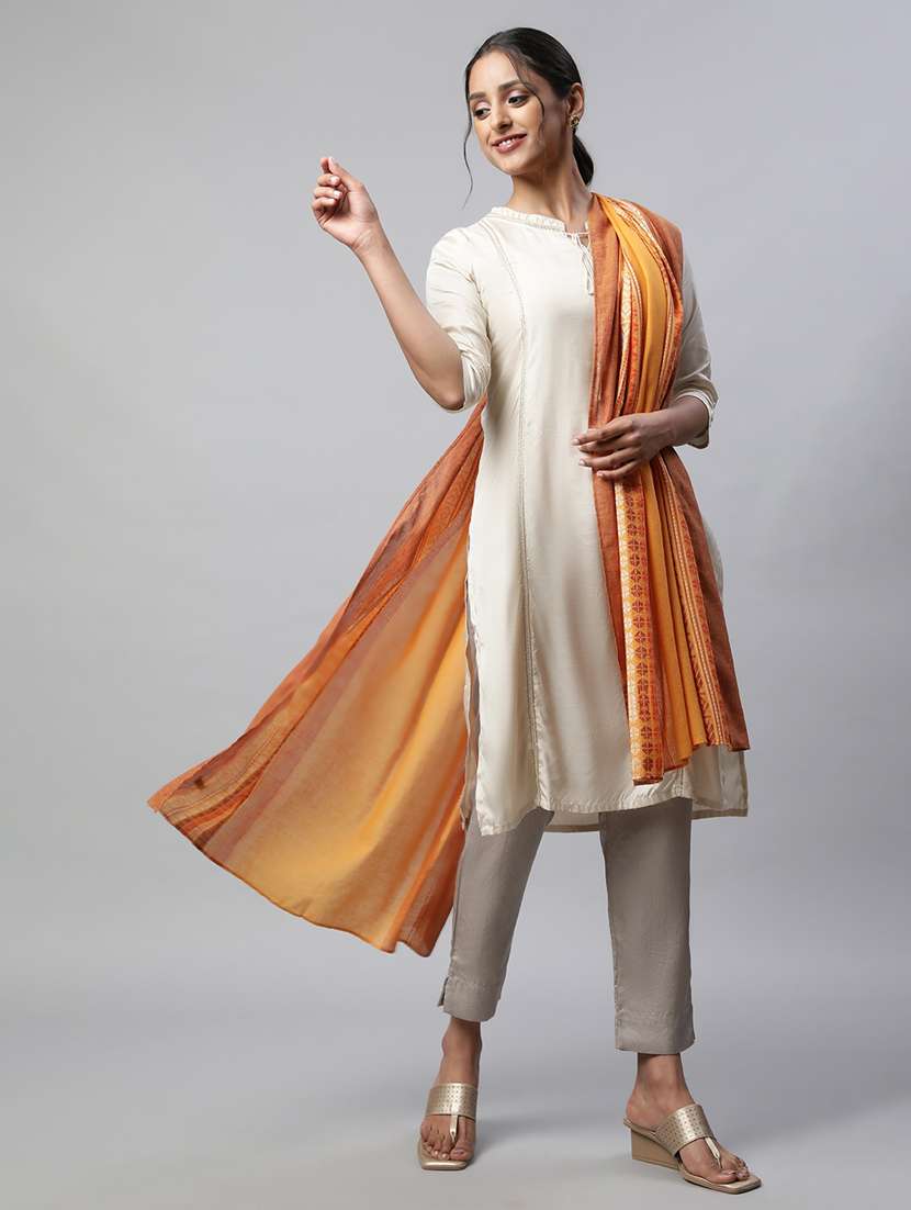yellow printed woven dupatta - 19608954 - Standard Image - 1