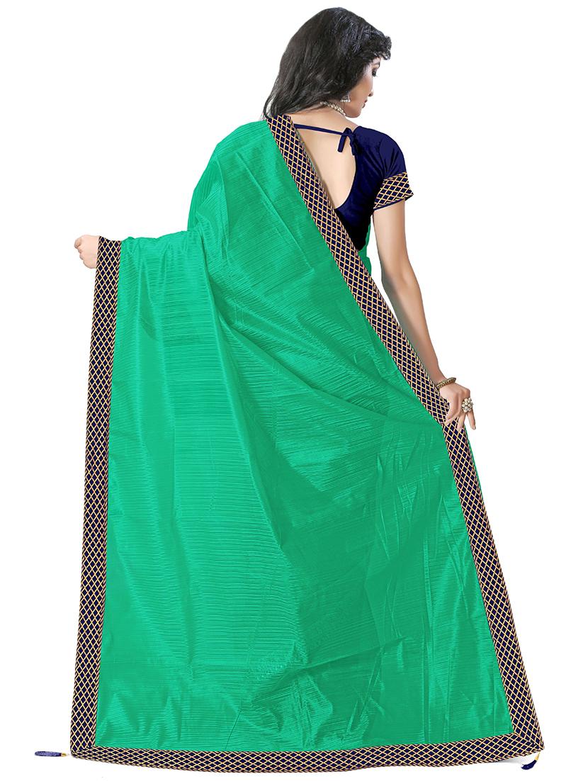 solid bordered saree with blouse - 19611881 - Standard Image - 1