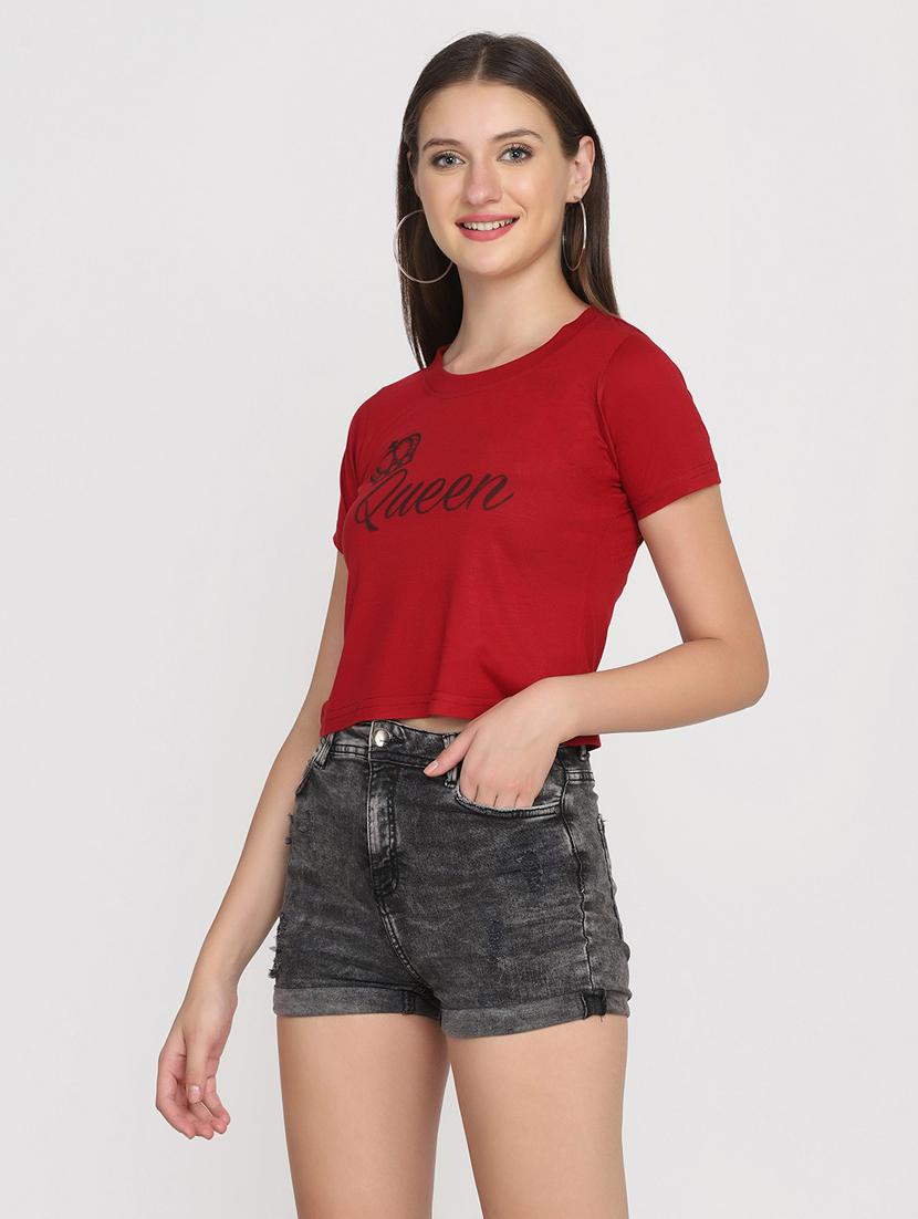 women's front print round neck t-shirt - 19614211 - Standard Image - 1