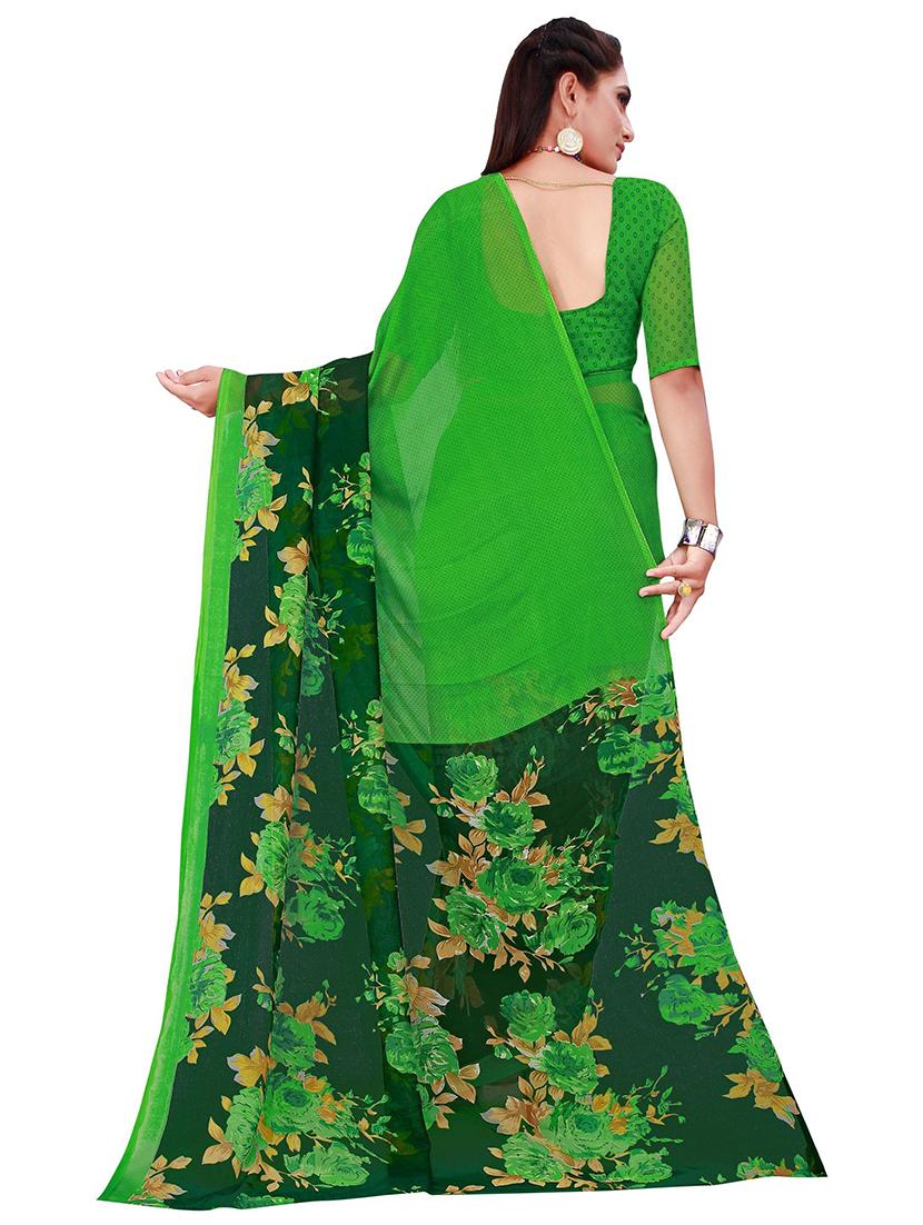 women's floral green colored saree with blouse - 19614262 - Standard Image - 1