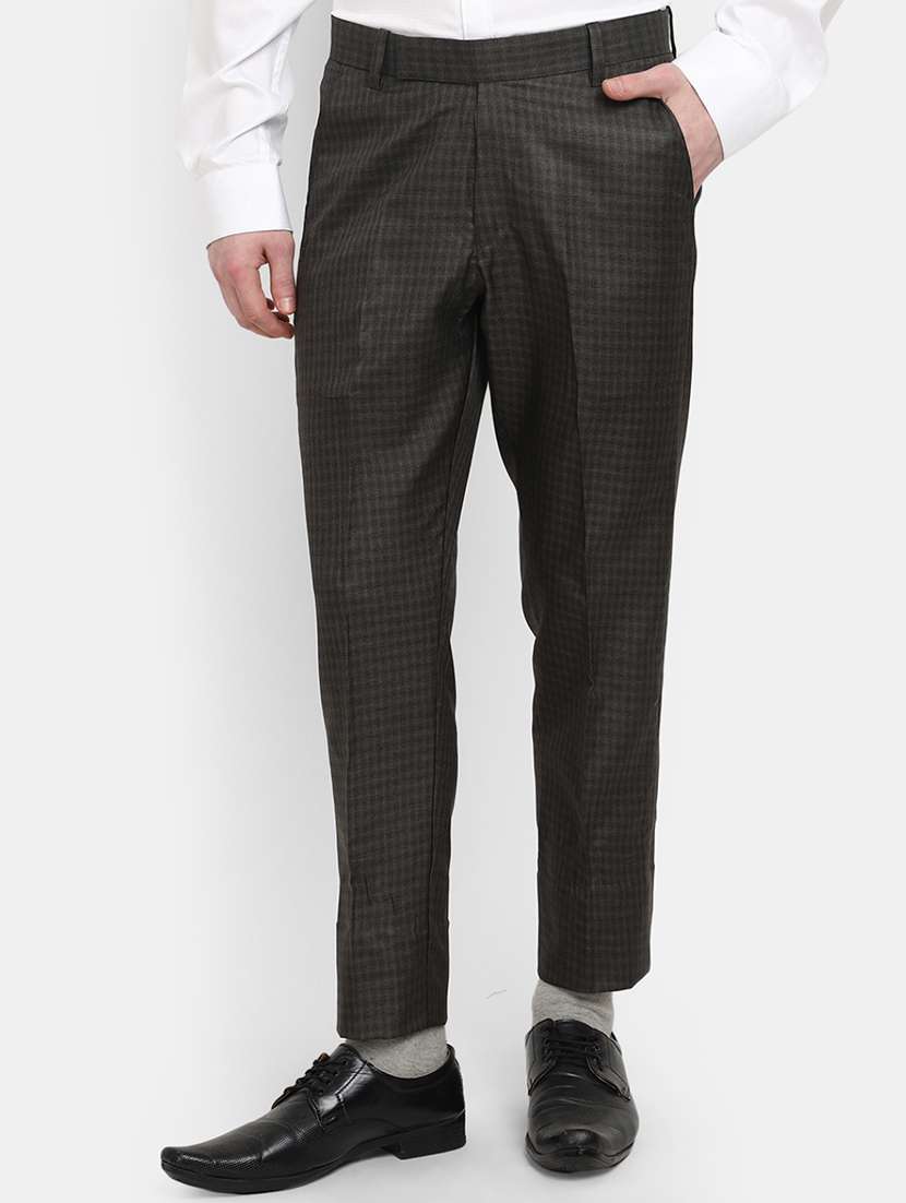 mid rise check formal trouser