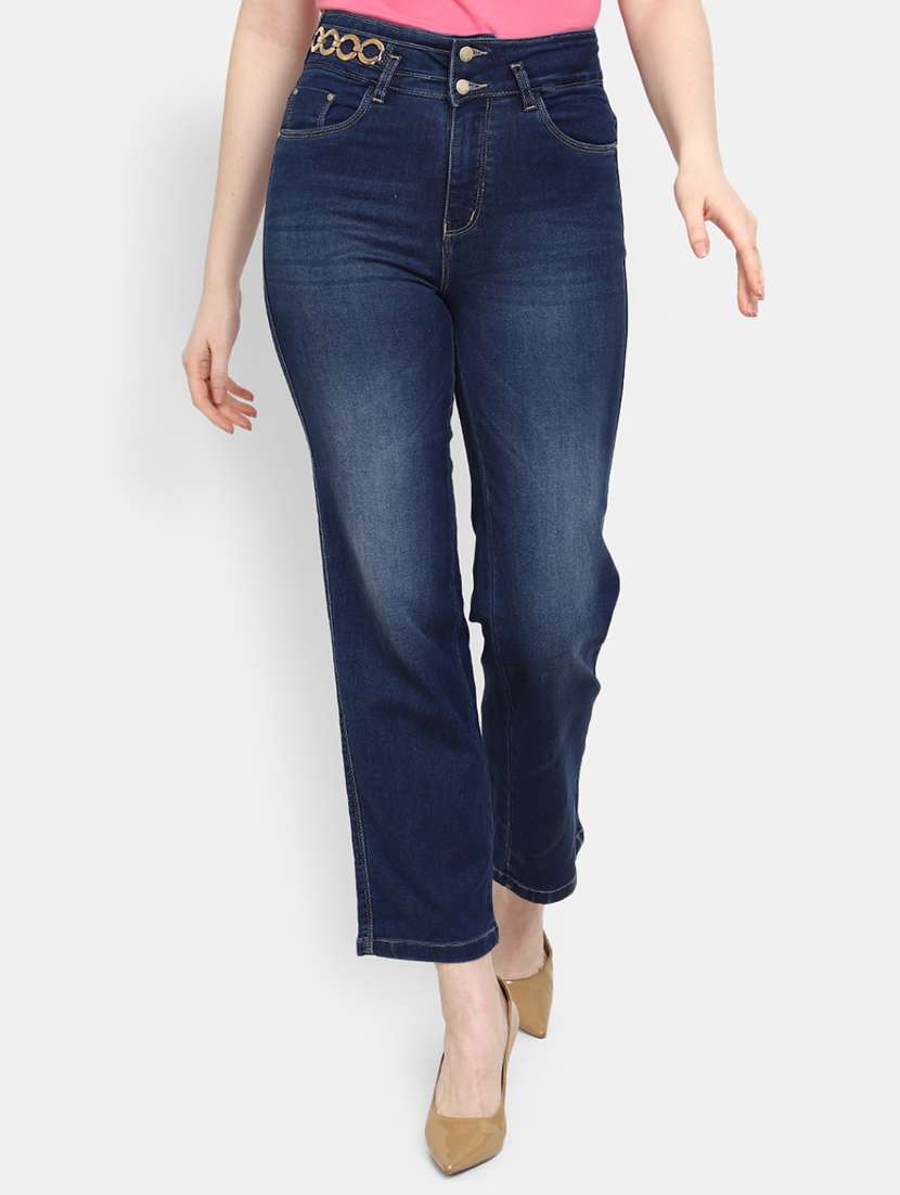 women's plain straight fit jeans