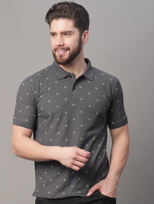 grey printed polo t-shirt - 19615145 - Standard Image - 0
