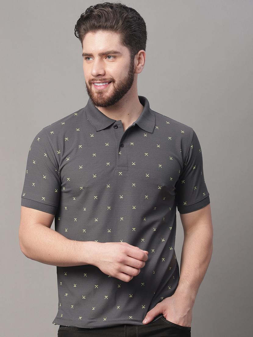 grey printed polo t-shirt - 19615145 - Zoom Image - 0