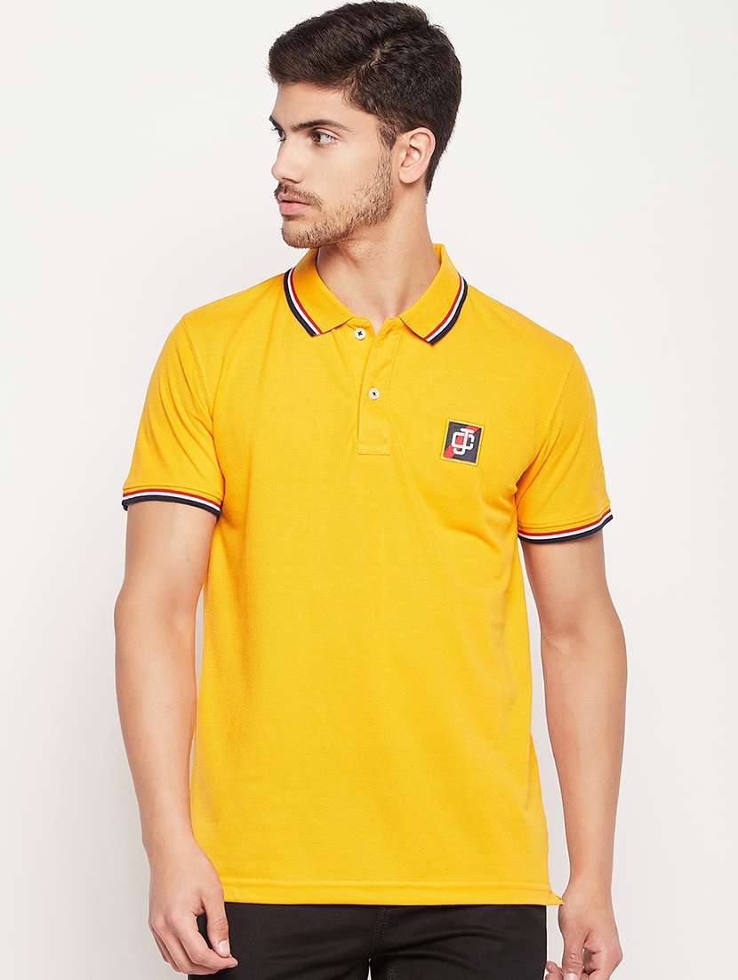solid yellow cotton polo t-shirt