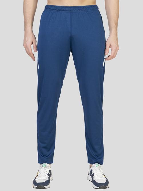 blue lycra blend full length track pant - 19615227 - Standard Image - 0