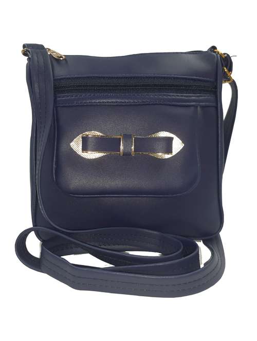 navy blue leatherette sling bag - 19616182 - Standard Image - 0