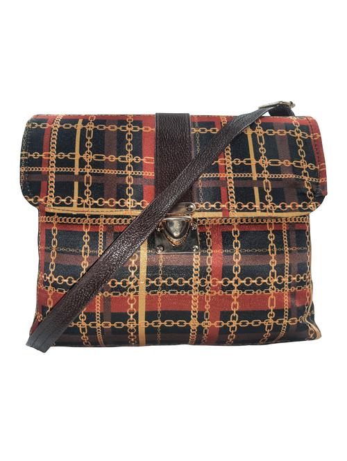 black printed leatherette sling bag - 19616185 -  Standard Image - 0