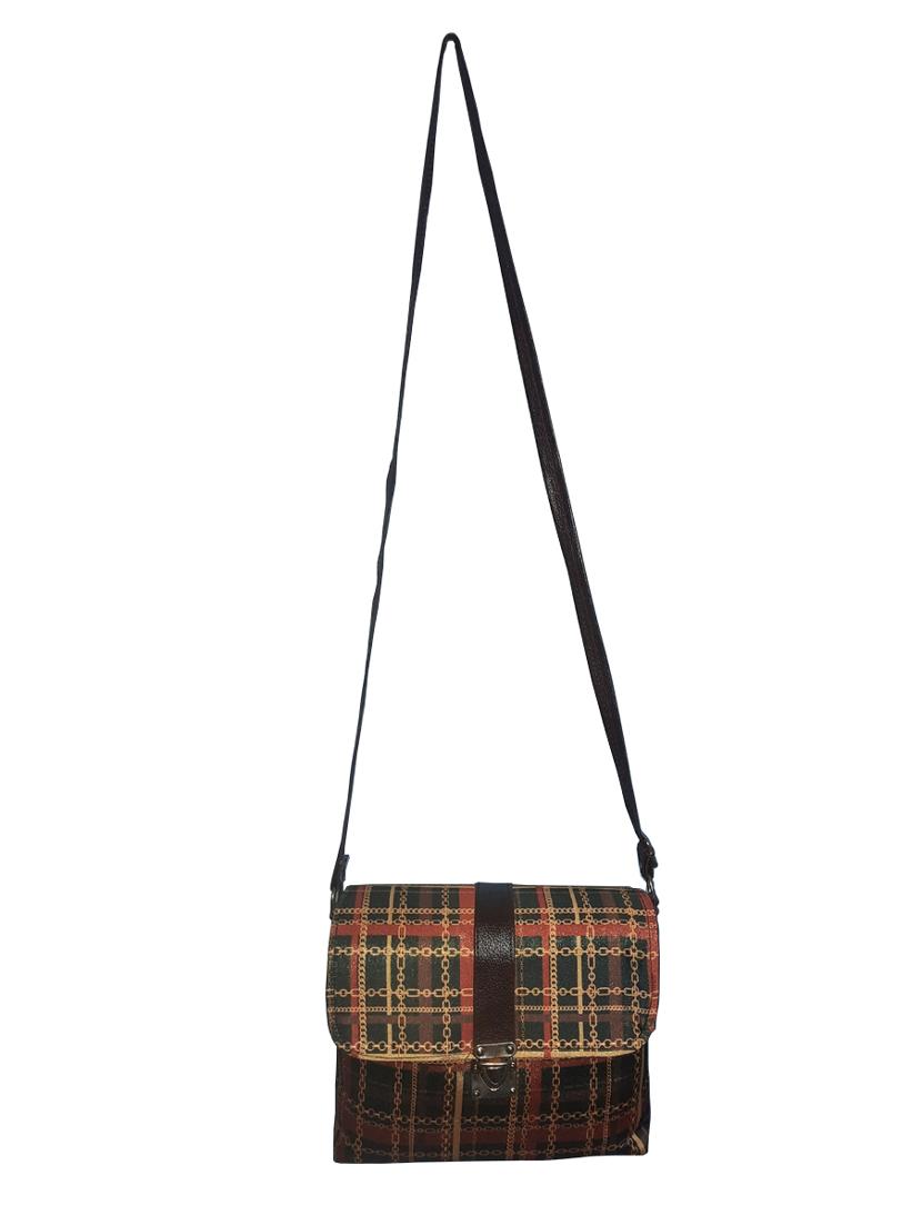 black printed leatherette sling bag - 19616185 - Standard Image - 4