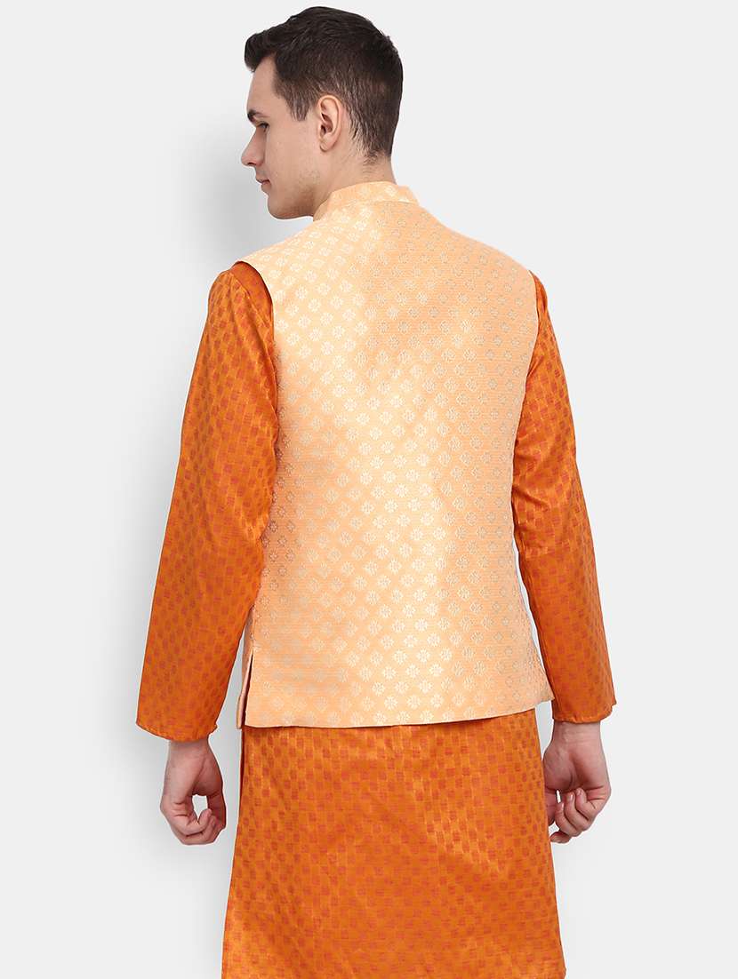 orange self design nehru jacket - 19616263 -  Standard Image - 1