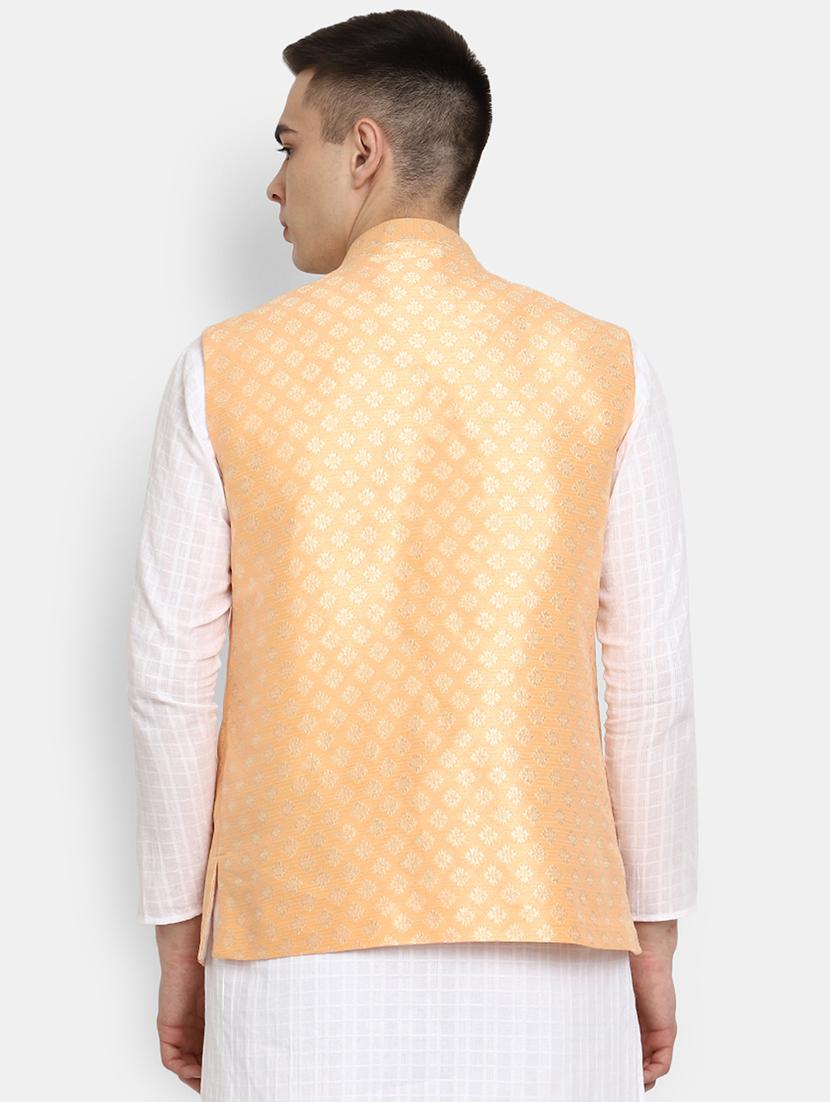 orange self design nehru jacket - 19616264 -  Standard Image - 1