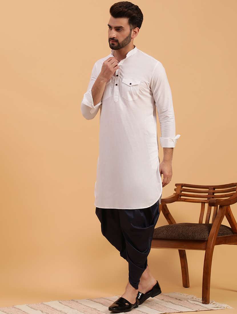 men solid dhoti kurta ethnic wear set - 19616354 - Standard Image - 1