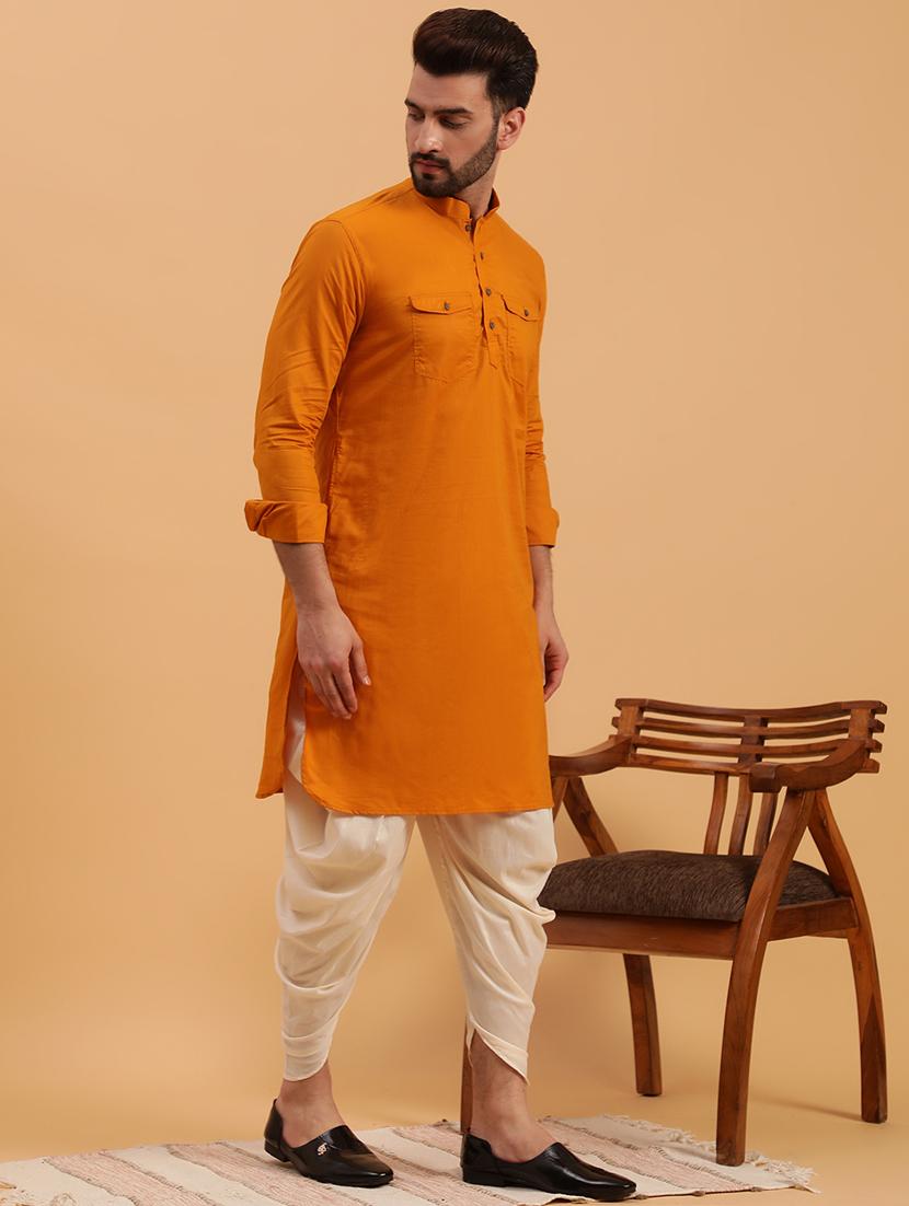 men solid dhoti kurta ethnic wear set - 19616355 - Standard Image - 1
