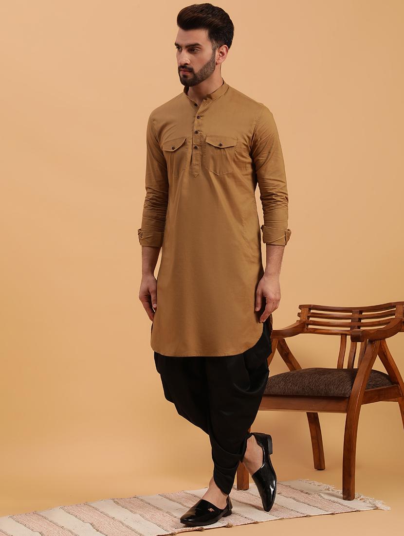 men solid dhoti kurta ethnic wear set - 19616357 - Standard Image - 1