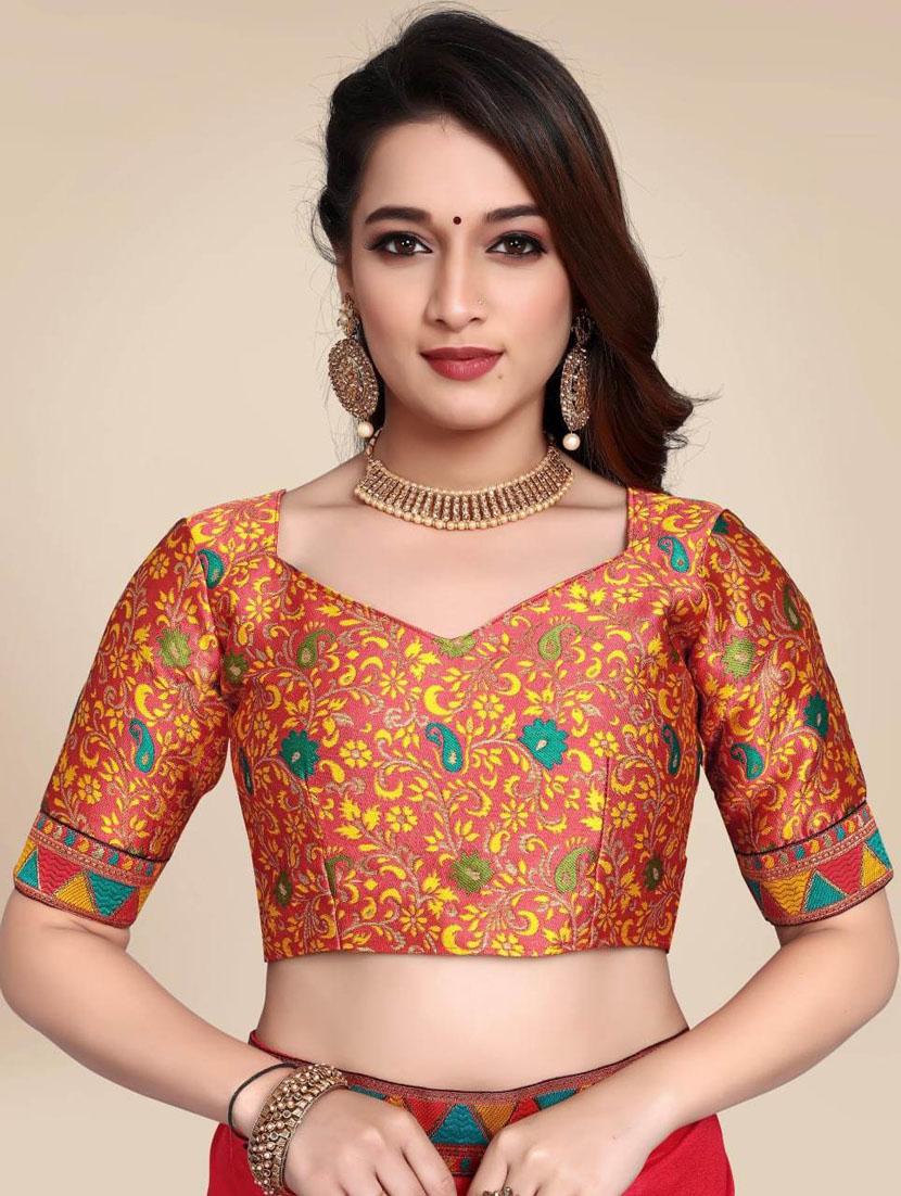 solid bordered saree with blouse - 19616411 - Standard Image - 4
