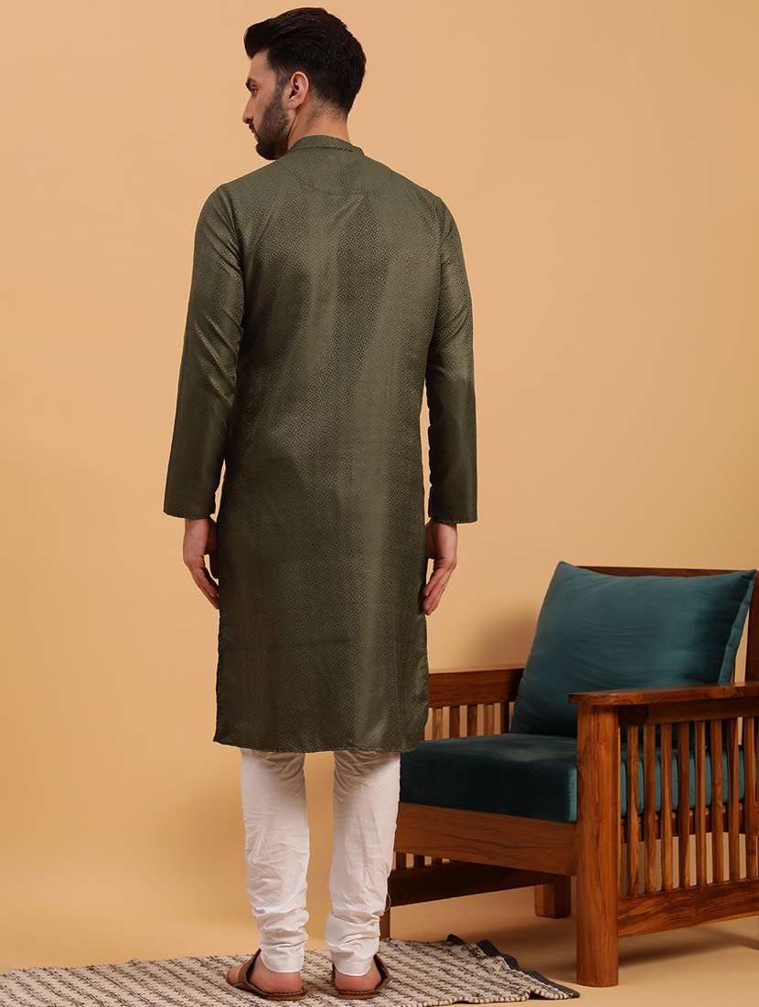Men Self Design Kurta Churidar Ethnic Wear Set