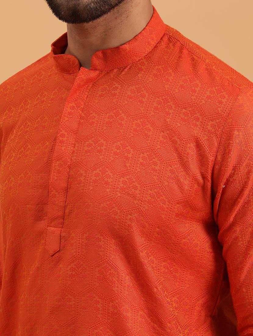 men self design kurta churidar ethnic wear set - 19616529 - Standard Image - 4