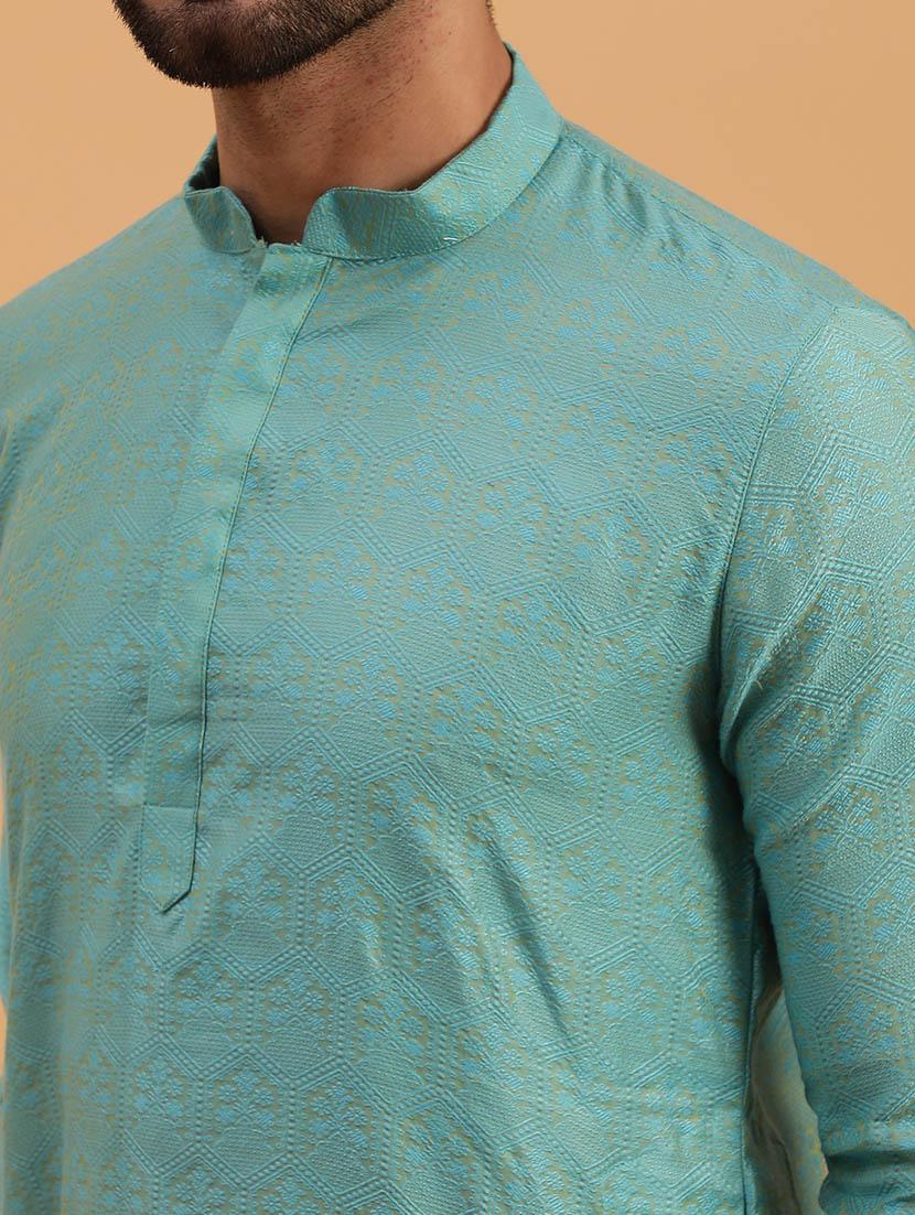men self design kurta churidar ethnic wear set - 19616530 - Standard Image - 4