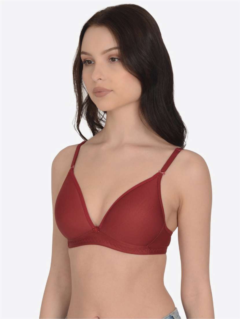 purple cotton plunge bra - 19616685 -  Standard Image - 1