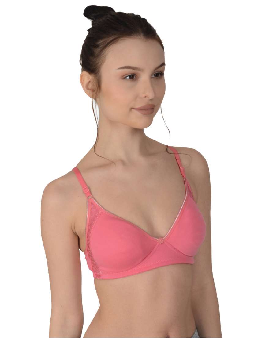 pink cotton regular bra - 19616694 - Standard Image - 1