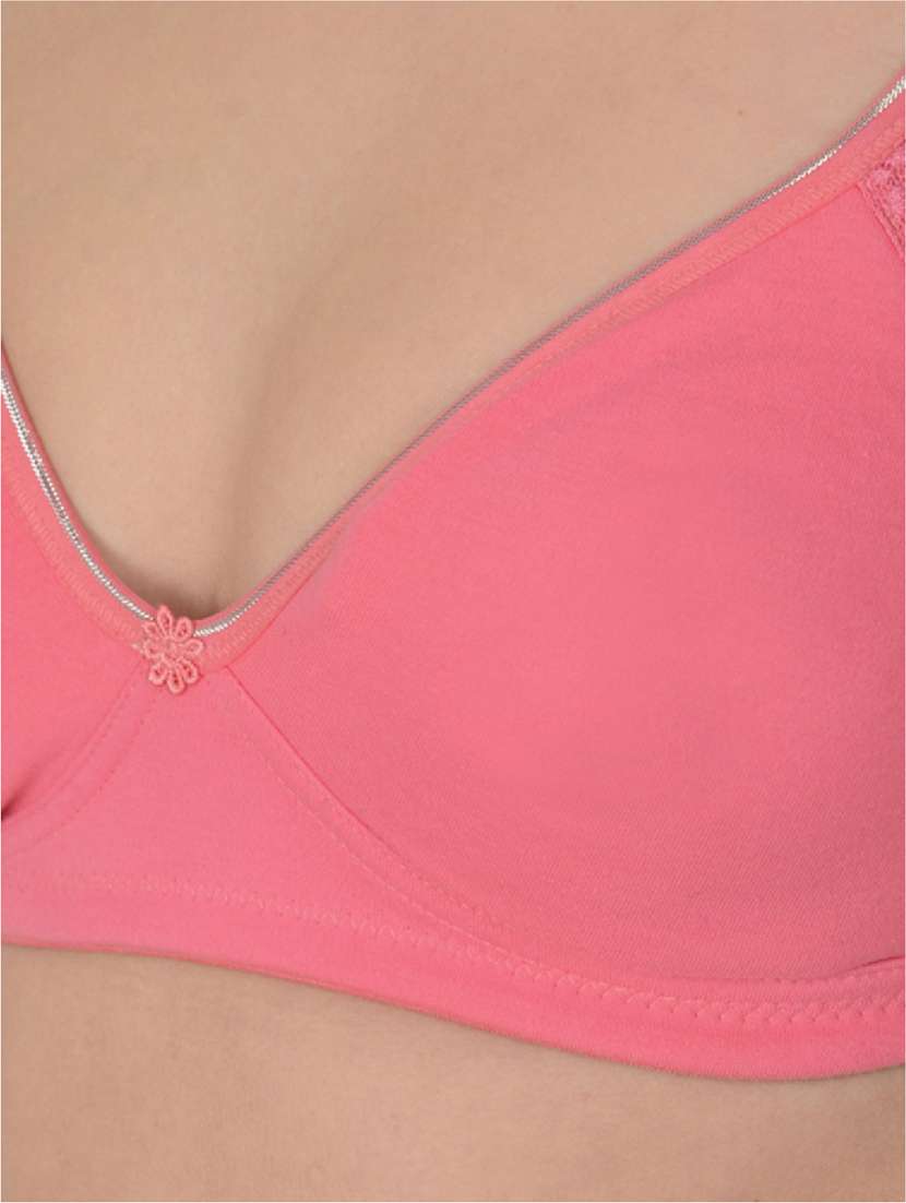 pink cotton regular bra - 19616694 - Standard Image - 4
