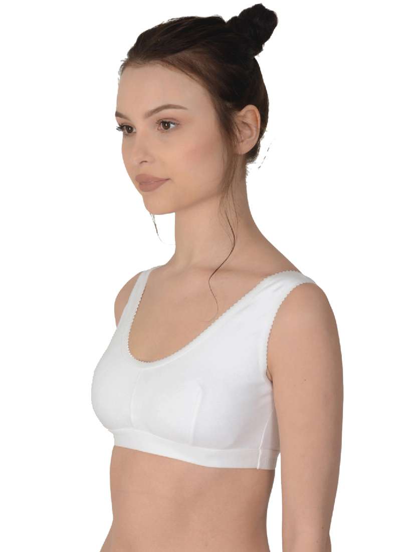 white cotton regular bra - 19616702 - Standard Image - 1