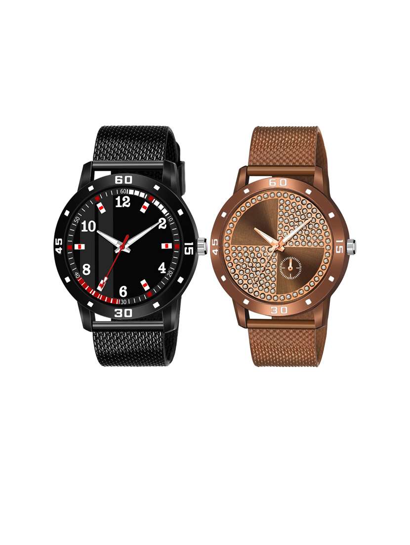 men round shape analog watch combo