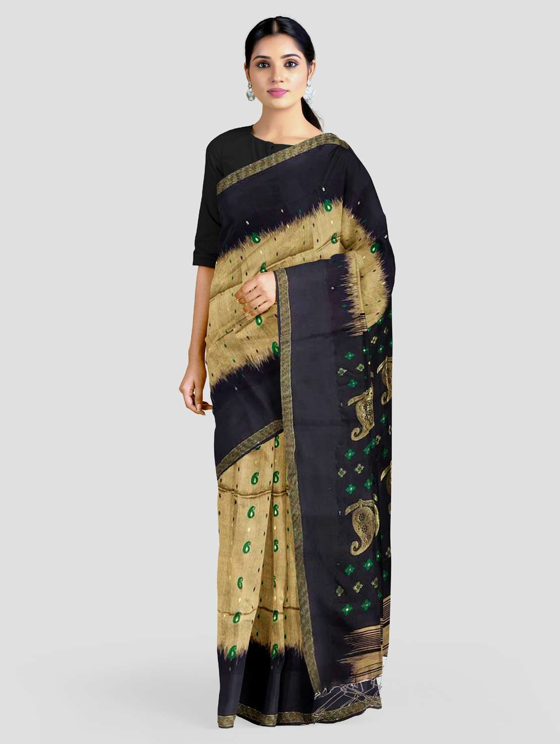 women's self design beige colored saree - 19617223 -  Zoom Image - 0