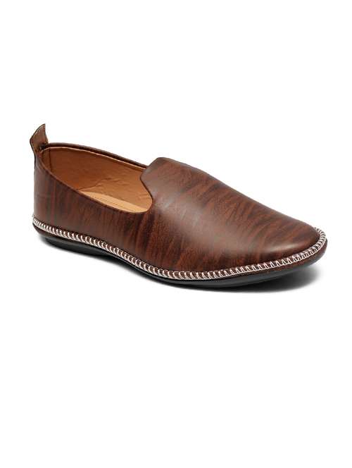 men brown slip on mojari