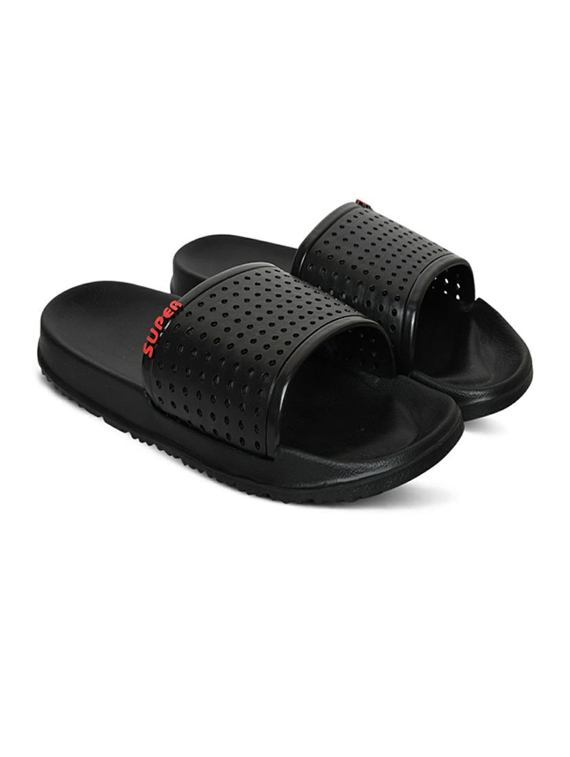 black rubber slip on flip flops - 19617327 -  Standard Image - 1