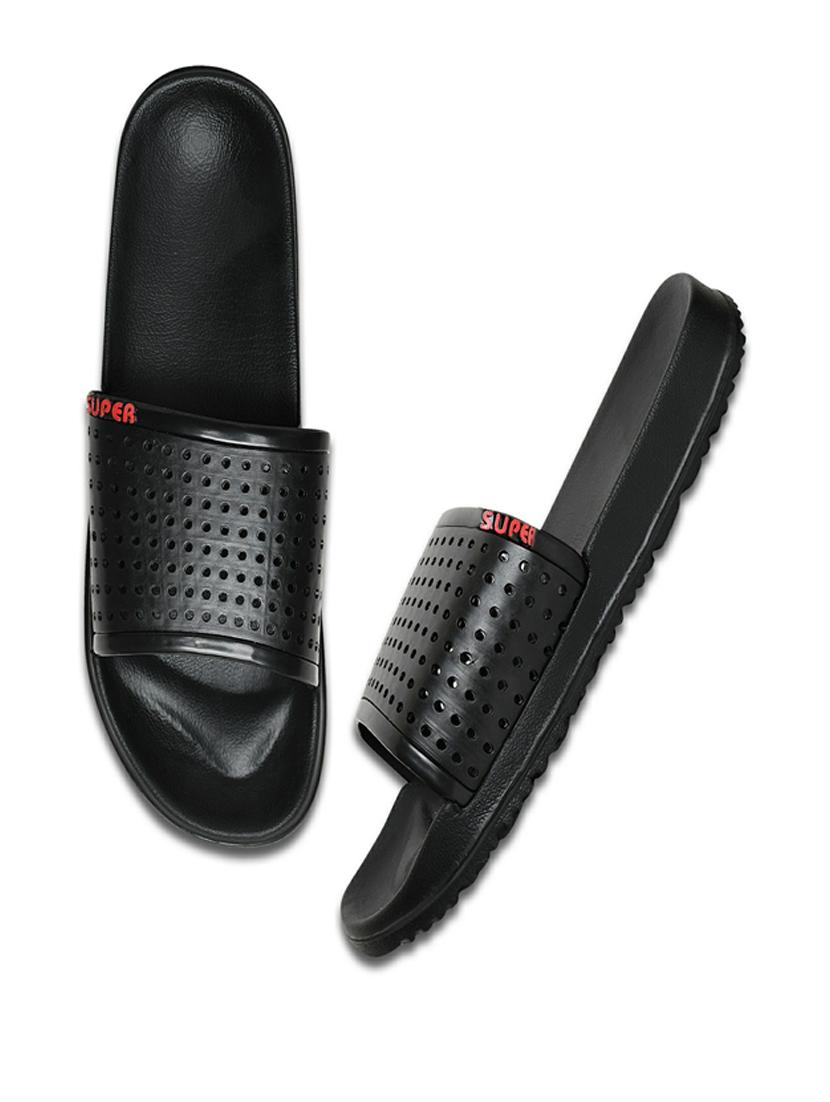 black rubber slip on flip flops - 19617327 - Standard Image - 4