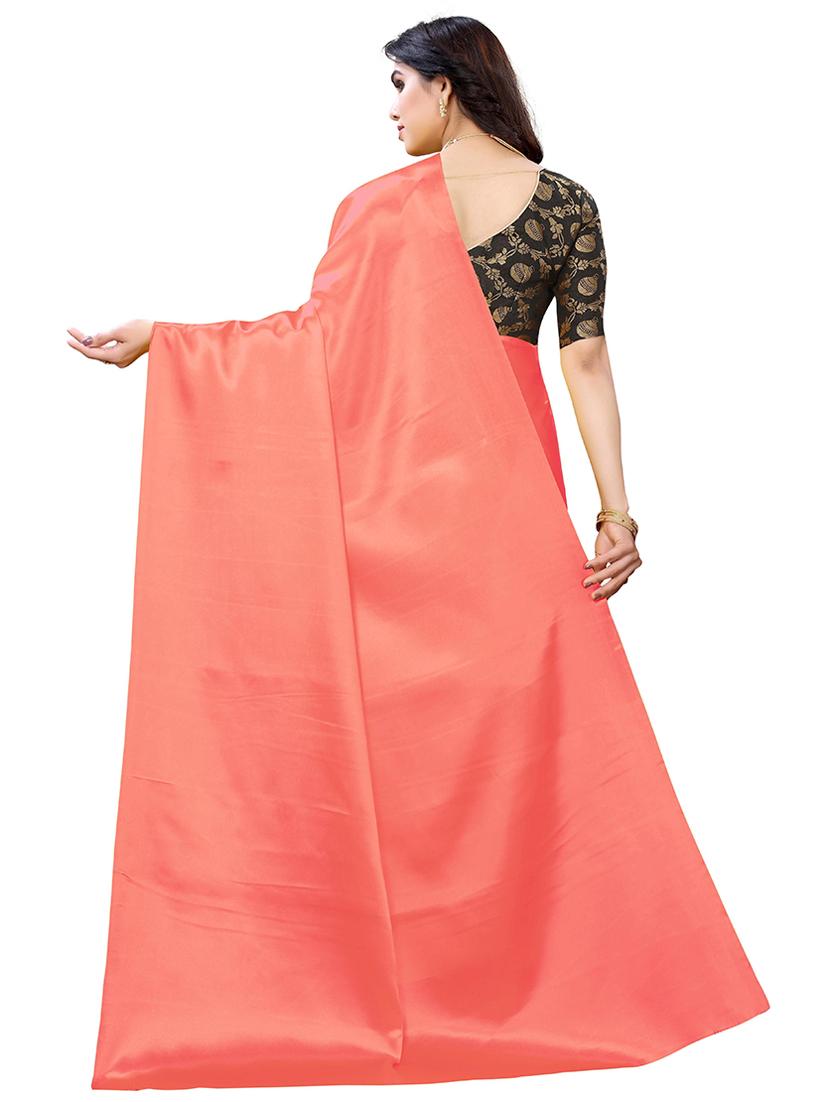 orange solid plain saree with blouse - 19617610 - Standard Image - 1