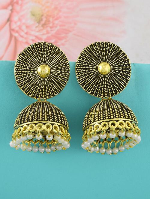 brown brass jhumka earring - 19618285 - Standard Image - 0