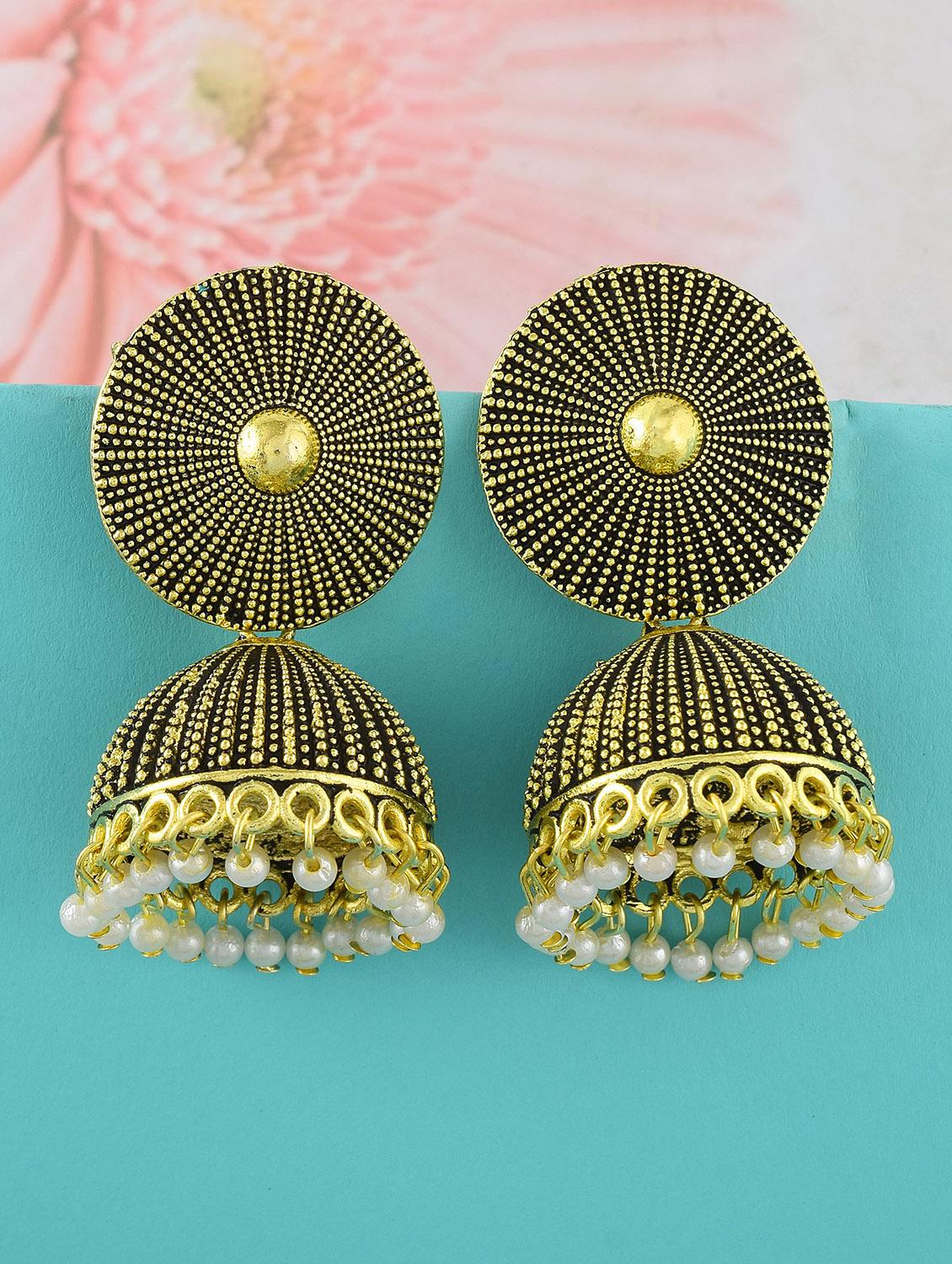 brown brass jhumka earring - 19618285 - Zoom Image - 0