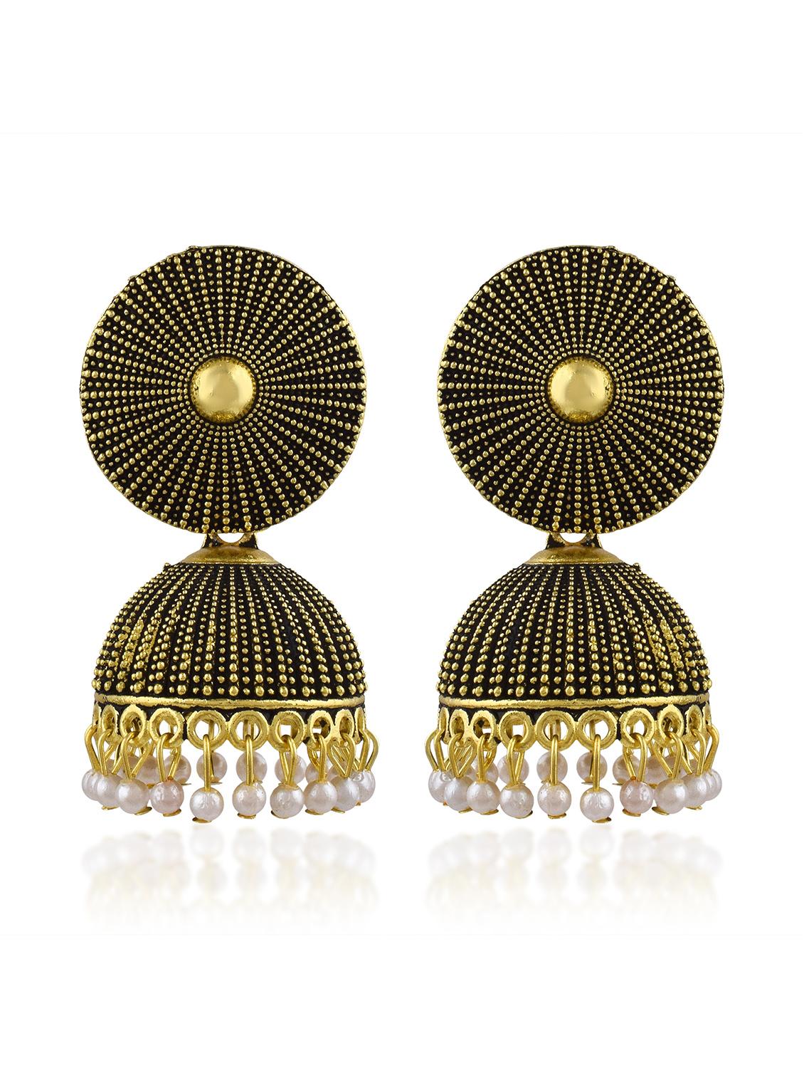 brown brass jhumka earring - 19618285 - Standard Image - 1