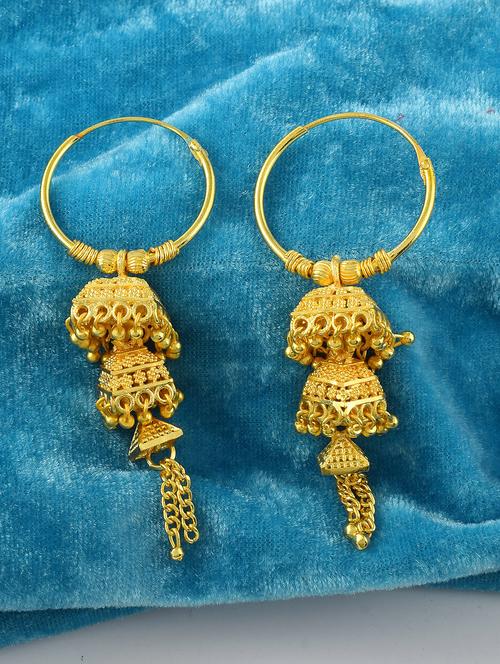 yellow brass jhumka earring - 19618287 - Standard Image - 0