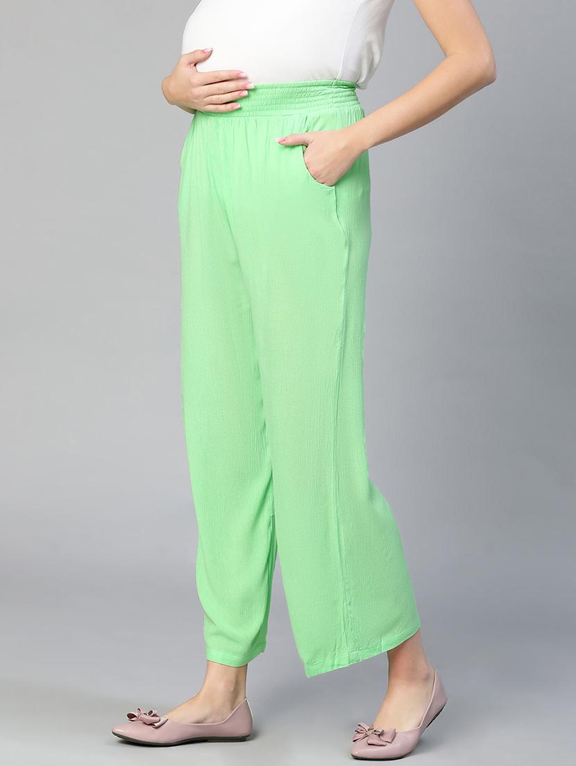 green solid maternity wear trouser - 19618397 - Standard Image - 1