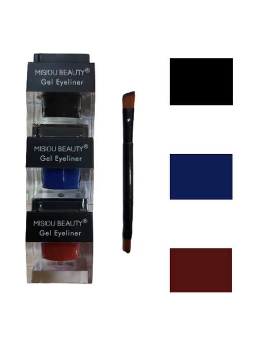 misiou beauty pack of 3 color gel eyeliners(black, blue & brown)