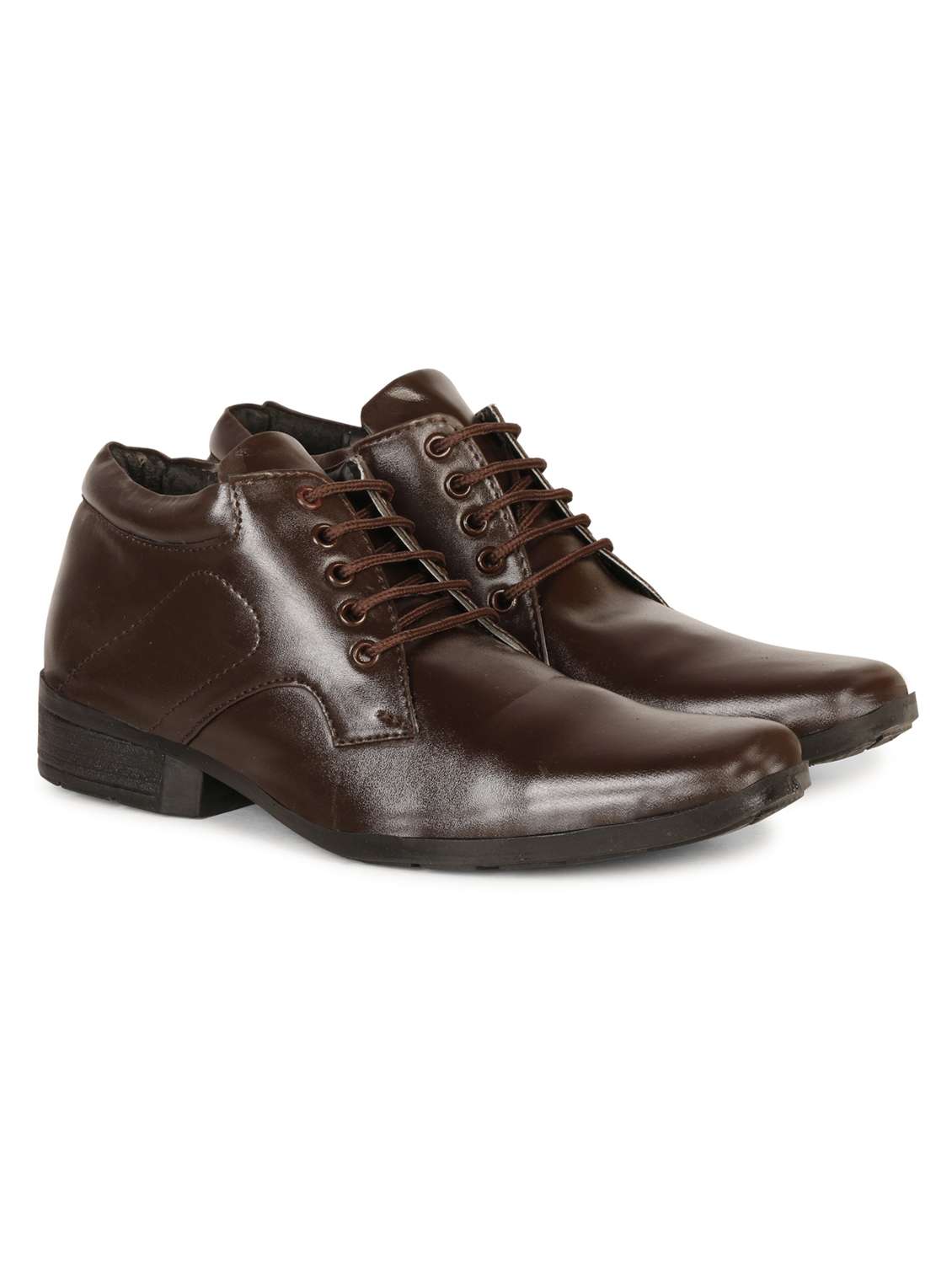 brown synthetic & mesh laceup derbies - 19618615 -  Standard Image - 1