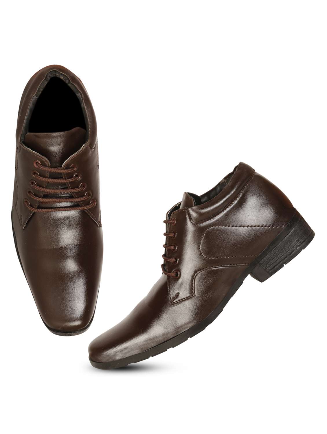 brown synthetic & mesh laceup derbies - 19618615 -  Standard Image - 4